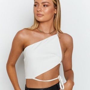 Beginning Boutique Lover One Shoulder Top White